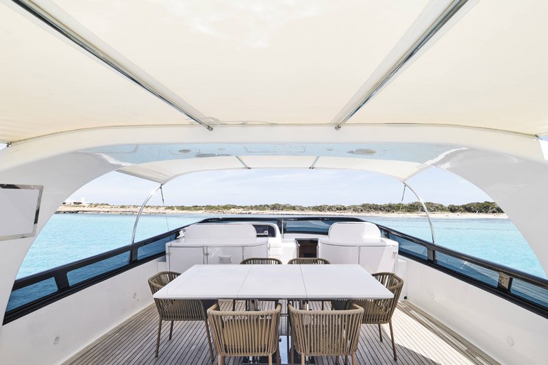 Ibiza boat rentals 99 Maiora dining area